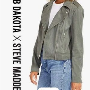 NWT XL BB Dakota Women's Green Moto Jacket